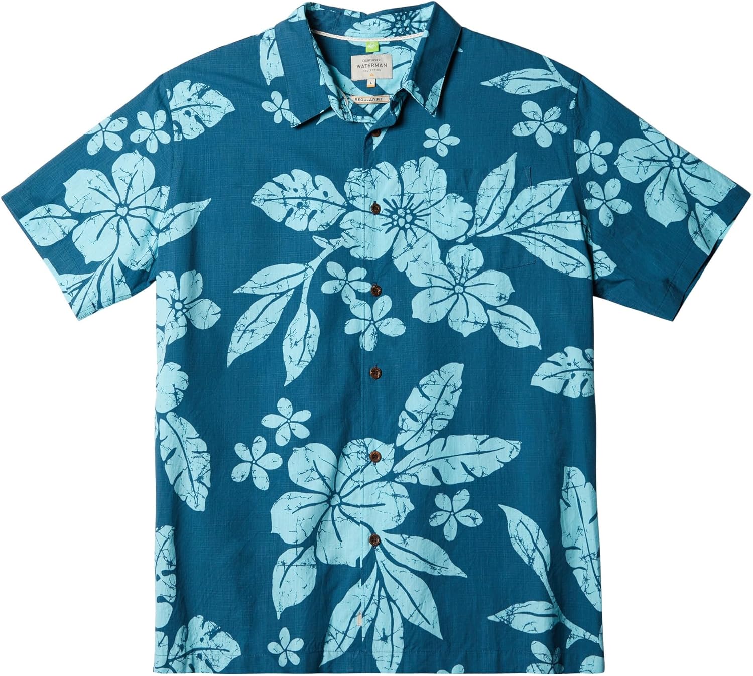 Quiksilver Men's Aqua Flower Button Up Collared Shirt