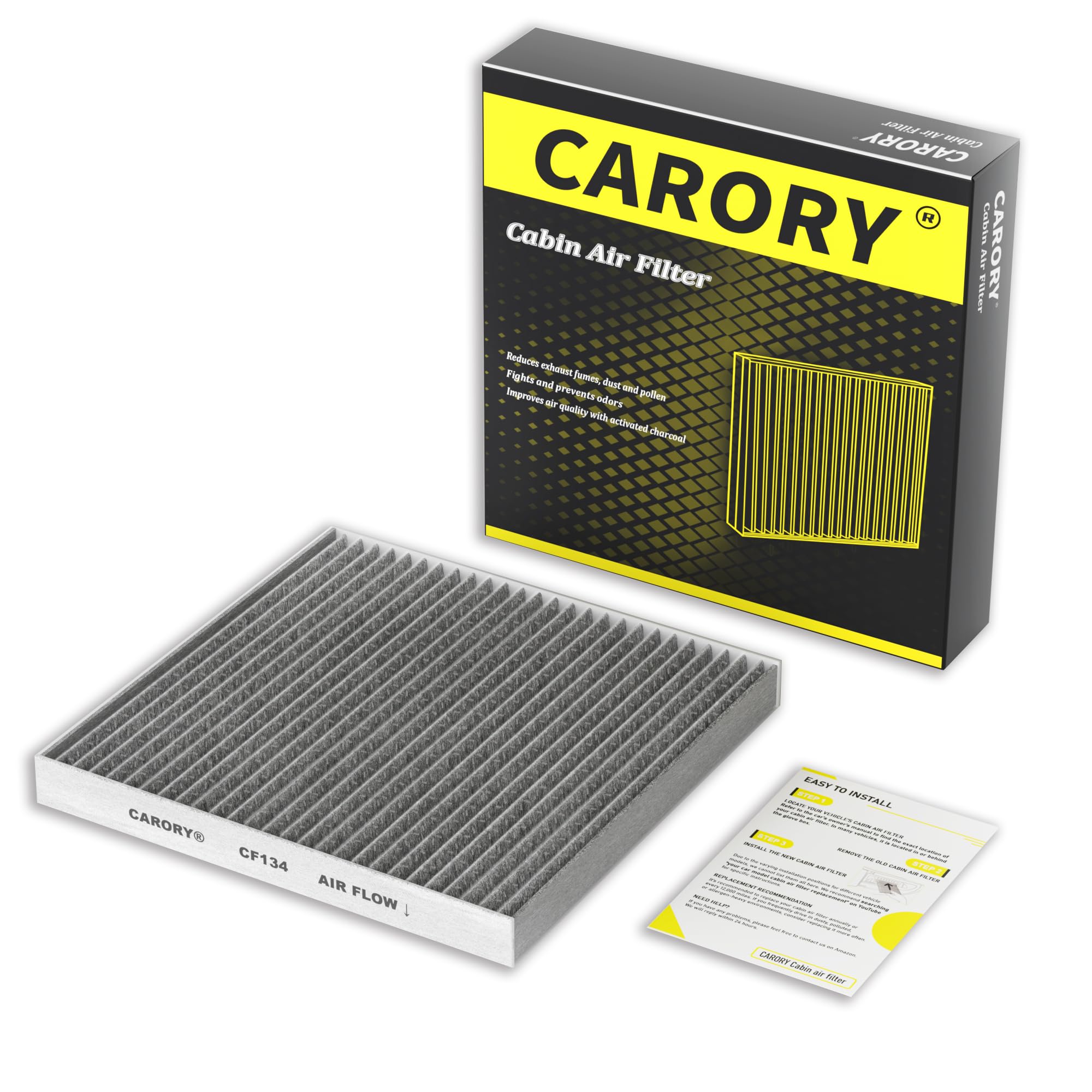 Cabin Air Filter w/Activated Carbon for Select 2001-2024 Honda, Acura Models - Accord, Civic, Crosstour, CRV, Odyssey, Passport, Pilot, Ridge line, MDX, RDX, RL, RLX, TL, TLX, TSX, ZDX