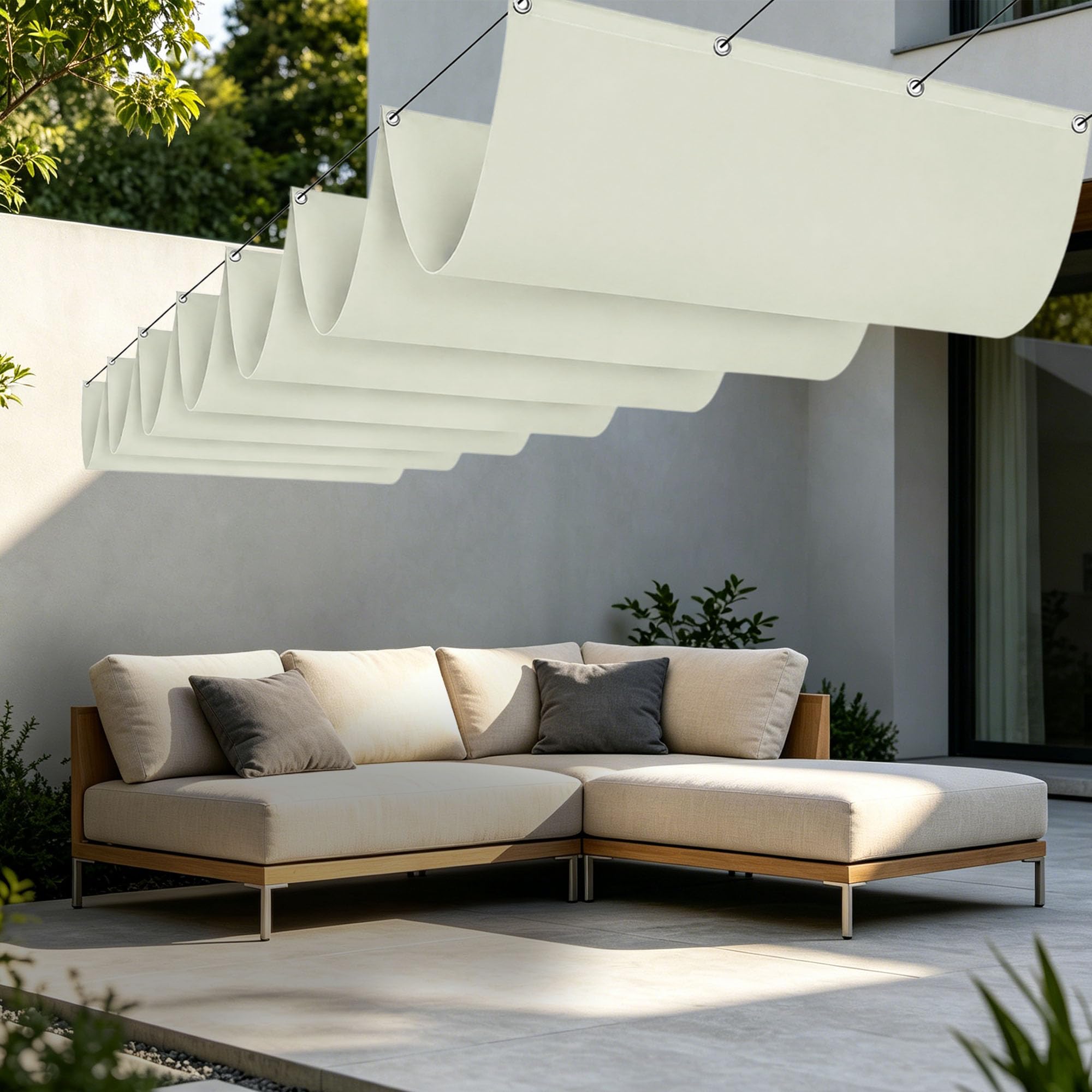 Toile d'ombrage rétractable pour patio et aménagement terrasse extérieure