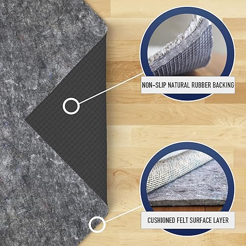 Miniatura 5 de RUGPADUSA - Bloqueo superior - 5 pies 3 pulgadas x 7 pies 6 pulgadas - 14 pulgadas de grosor - Fieltro + goma - Almohadilla antideslizante de alta