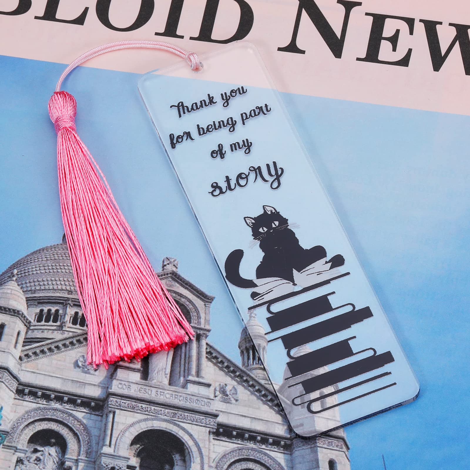 Teacher Appreciation Bookmark Gift - Stainless Steel 'Thank You For Being Part Of My Story' Bookmark With Chain - View #2
