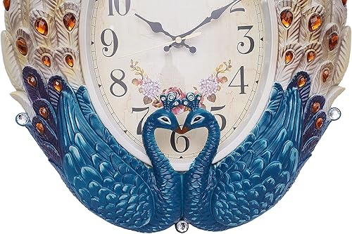 Miniatura 5 de Reloj de pared 3D Art Reloj de péndulo oscilante de metal moderno reloj silencioso de metal grande decoración de pared reloj en forma de pavo real