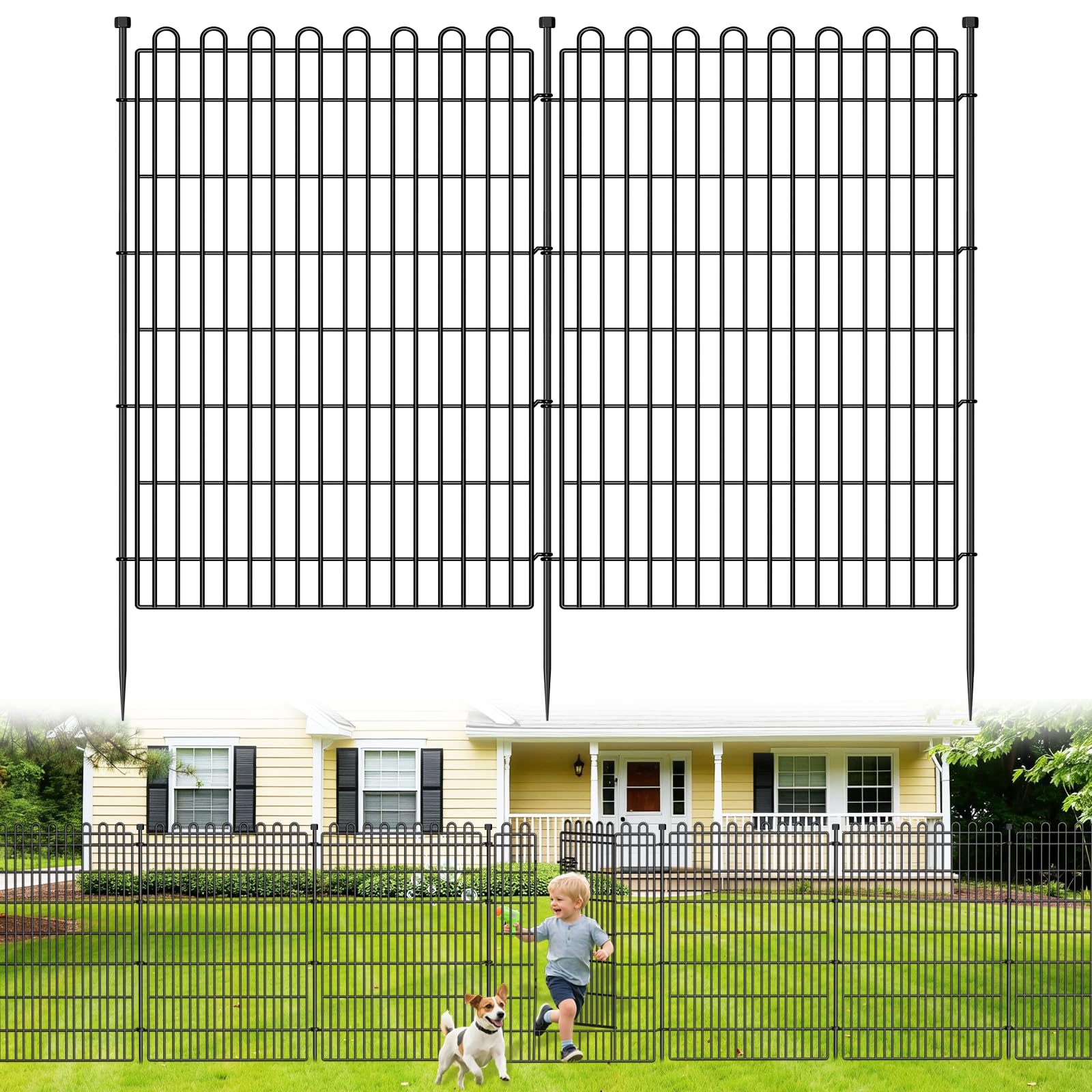 CLEASO 10-Panel Decorative Garden Fence with Gate