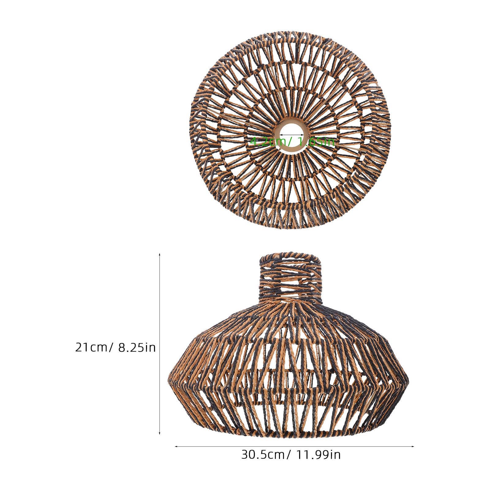 OUNONA Abażur z plecionej liny papierowej – nowoczesny, pleciony abażur sufitowy w stylu boho – osłona żarówki do lampy wiszącej w stylu rustykalnym, do przedpokoju, 12 x 8,3 cala