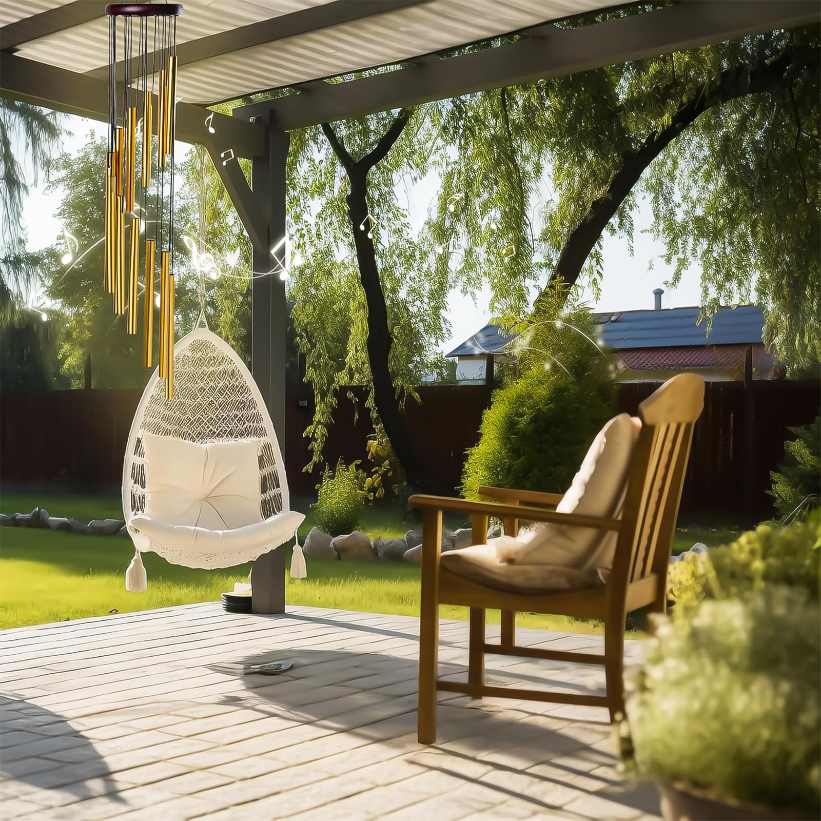 2 Pezzi Scacciapensieri, con 24 Tubi in Lega di Alluminio Campanelli Eolici, Scacciapensieri da Esterno per Giardino, Cortile, Patio e Decorazioni la Casa