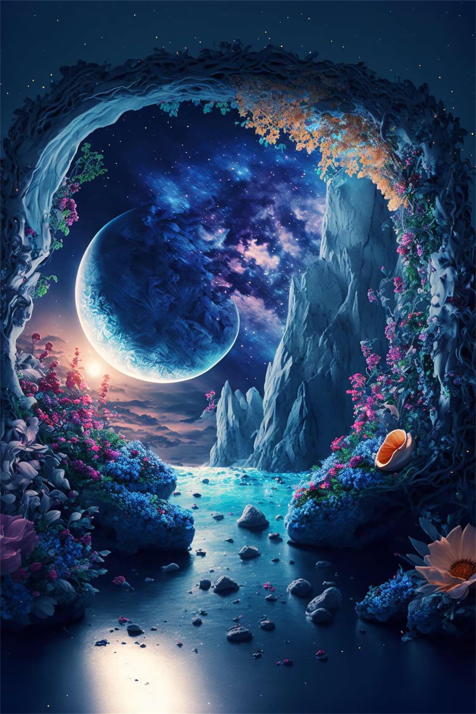 Puzzle dla dorosłych, 1000 elementów, Blue Moon Fantasy Artwork Puzzle 75 x 50 cm, kolorowe puzzle "zrób to sam" do dekoracji domu, rodzinne puzzle dla początkujących i dzieci