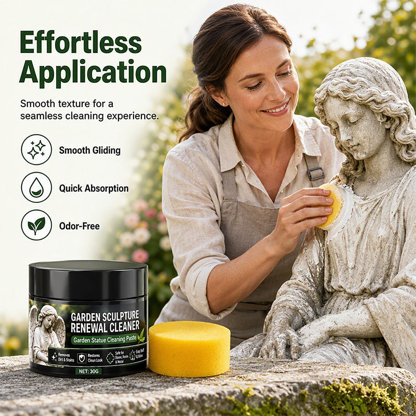 Pasta detergente per il rinnovamento delle statue da giardino, 30 g (5Pcs) | Detergente per statue da giardino, pulisce decorazioni per statuette di Natale, Halloween, pietra, mattoni e sculture