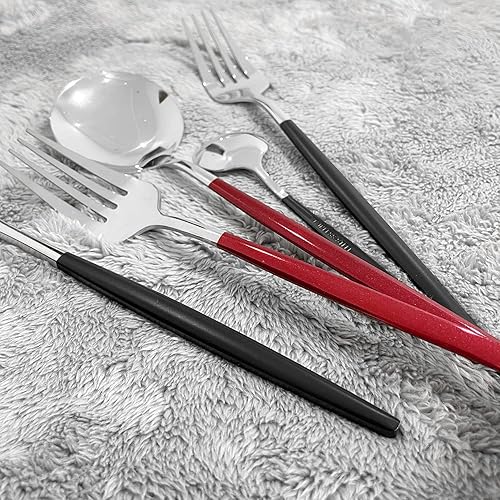 Miniatura 2 de Set de cubiertos Gugrida juego de cubertería reutilizable de acero inoxidable 1810 set de cubiertos reflejantes ideal para reuniones familiares y