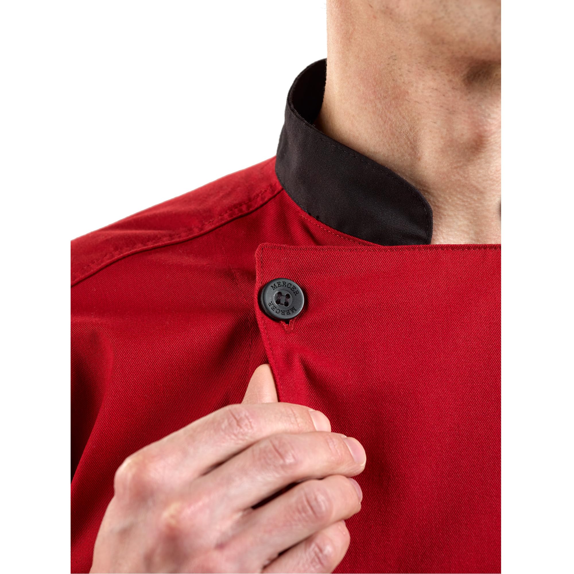Mercer Culinary Millennia Kochjacke für Herren, 3/4-Ärmel, Größe XL, Rot