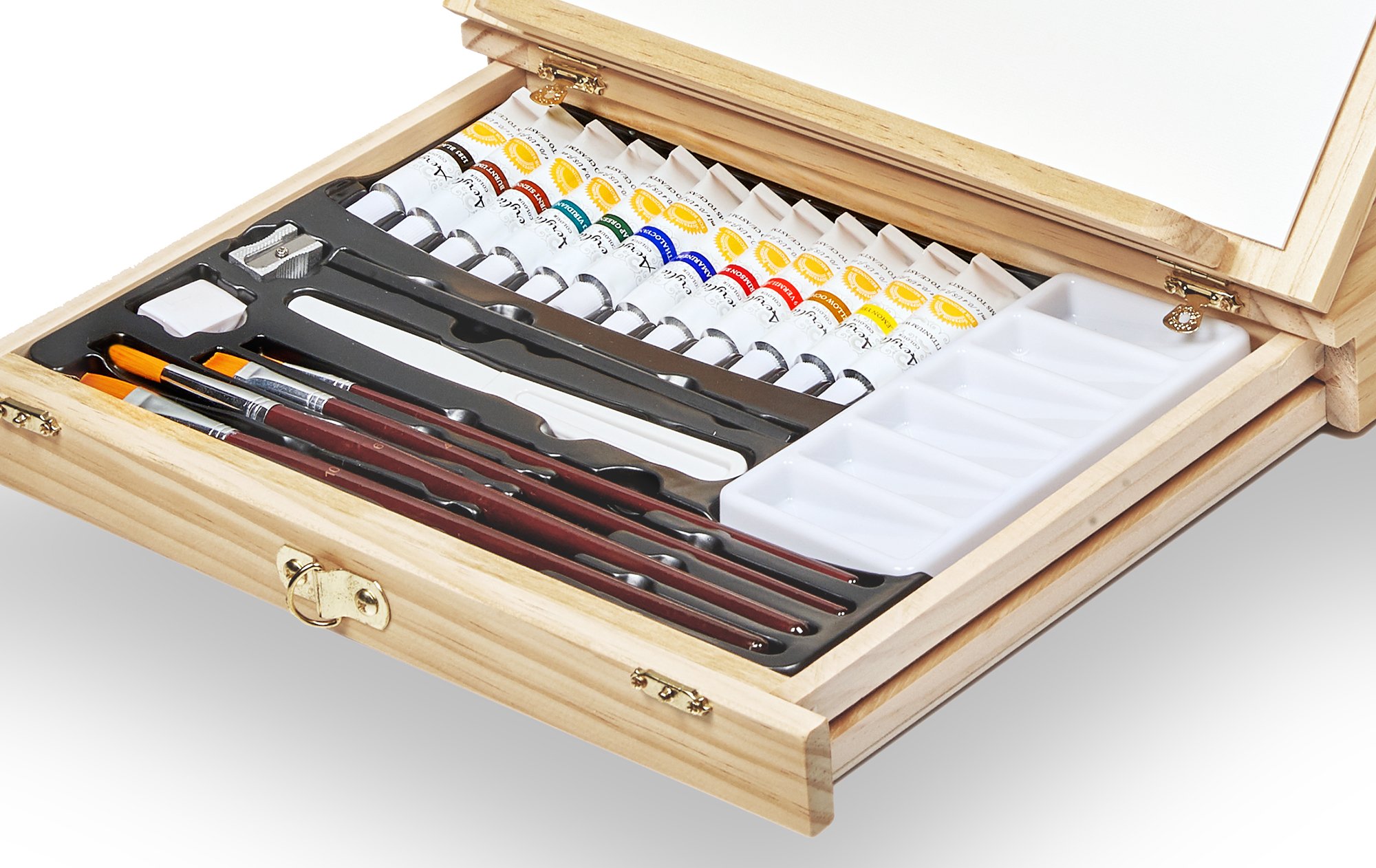 ESRICH Set Colori Acrilici 77 Pezzi – Kit Professionale Con Pennelli, Cavalletto, Tele E Tavolozza, Regalo Artista - 2