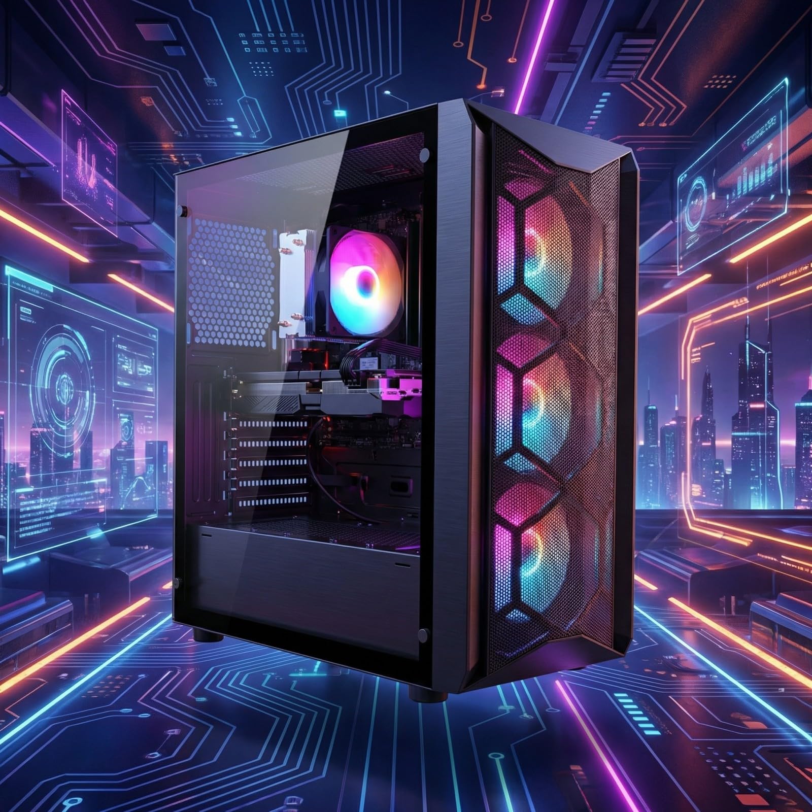 STGsivir PC Gaming, Computer desktop gaming, Ryzen 5 5500 fino a 4,2 GHz, Nvidia RTX 3060 12GB GDDR6, 16GB DDR4 RAM, 512GB SSD, WiFi 6, BT 5.0, Windows 11 Pro