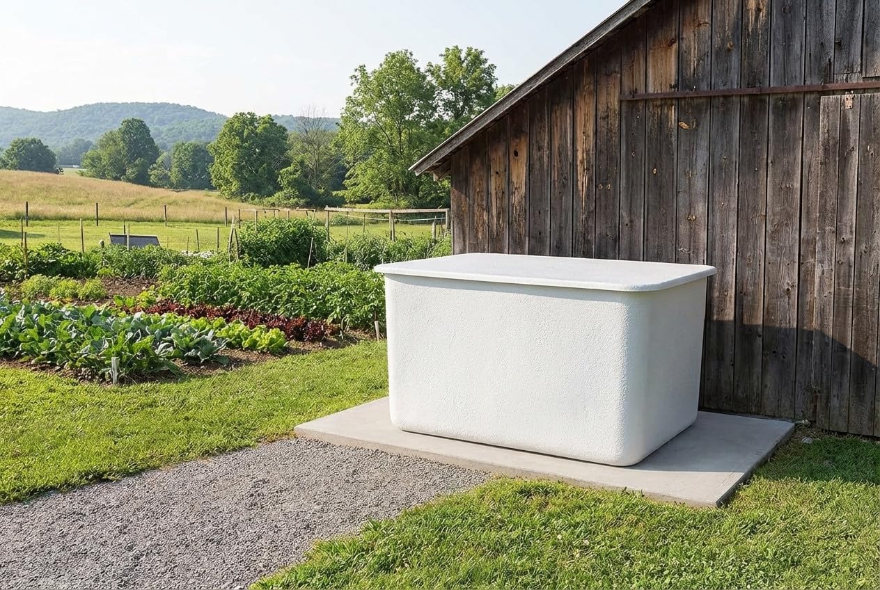 Suinga DEPOSITO de agua de POLIESTER fibra de vidrio 1000 LITROS rectangular + Tapadera. Largo 142 cm, Ancho 108,5 cm, Altura 85 cm. Apto para contener productos alimenticios.