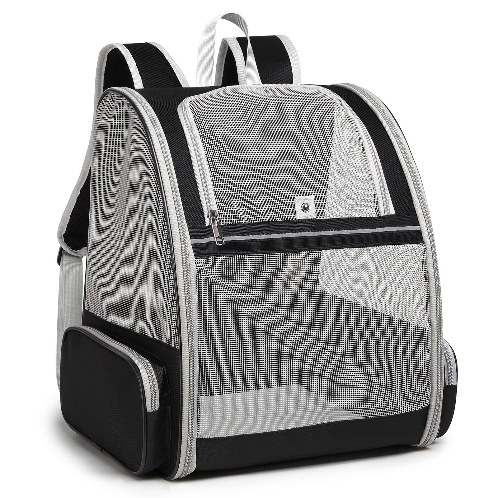 ALLSOPETS Mochila para Mascotas Plegable Mochila TransportíN Gato Perro Respirable CóModo Espacioso Mochila Al Aire Libre Adecuado Viajar Acampar Caminar Andar En Bicicleta Parques Negro