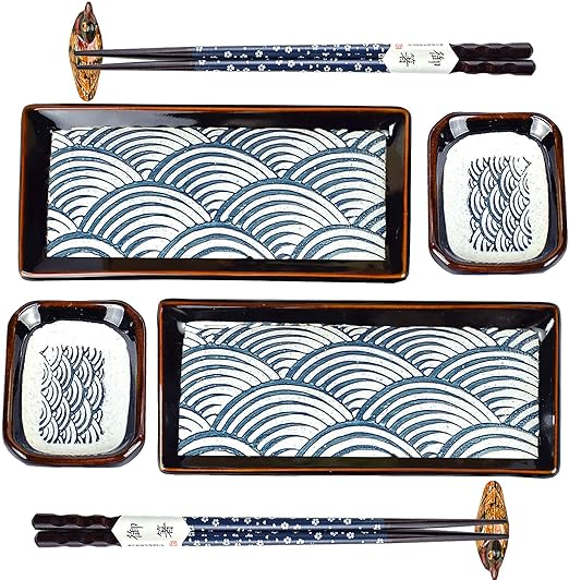 8 Piece Japanese Style Ceramic Sushi Plate