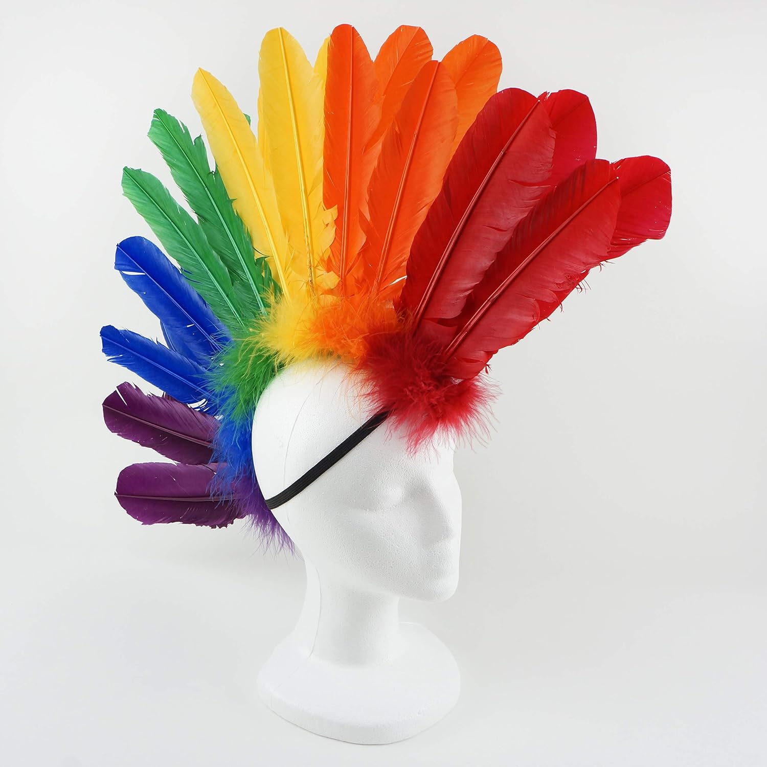ZUCKER Natural Feather Headdress Costume Mohawk - Halloween Cosplay Party Hair Accessories - Quills