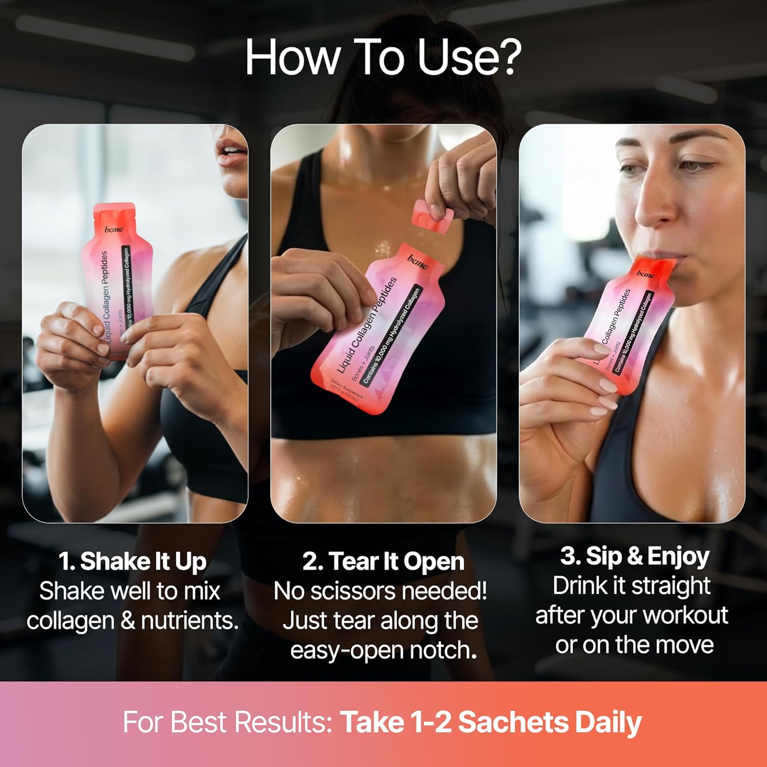 BeMe Wellness FORTIBONE Collagen Peptides - Liquid Collagen for Joint & Bone Health with 10,000mg FORTIBONE & FORTIGEL - Ready to Drink Sachets, Backed by Clinical Studies, Bone Density - 15 Servings