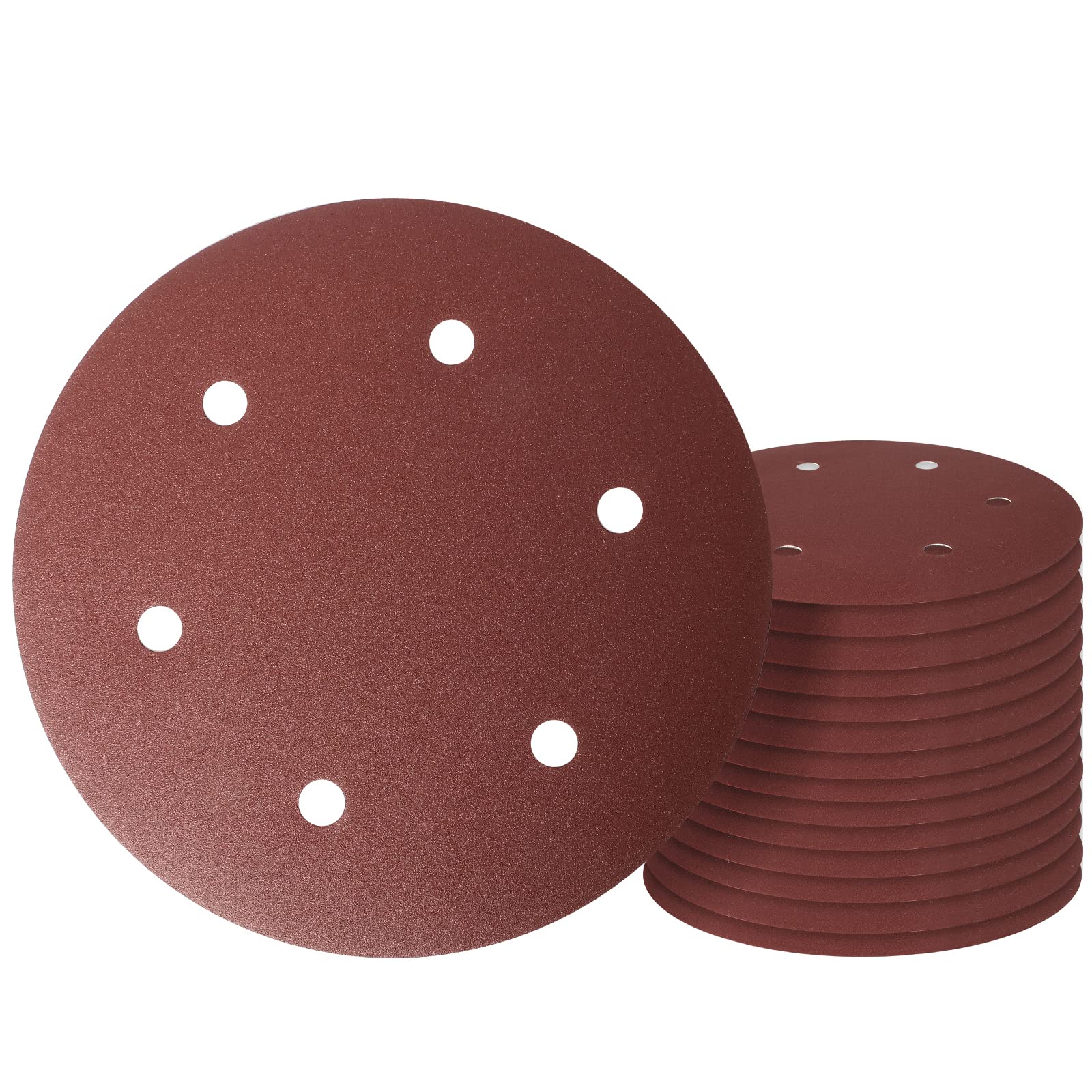9 Inch 6 Hole Sanding Disc, GOH DODD 240 Grit 15 Pieces Hook and Loop Sandpaper Aluminum Oxide Sanding Pads Sand Paper for Drywall Sander Wood Metal