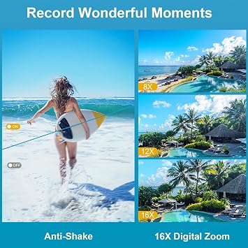 4K Underwater Camera 64MP Autofocus 16FT Waterproof Camera Dual-Screen Selfie 16X Underwater Camera for Snorkeling Waterproof Compact Floatable Digital Camera with 32GB Card,Yellow