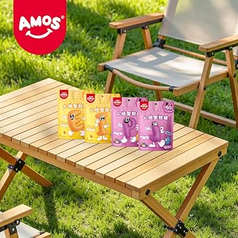 AMOS 4D Gummy Candy 4-Pack, 3D Letter Gummies (E I P J), Four-Letter Personality Type Game, Fruit-Flavored Gummy Candy, Resealable Pouches