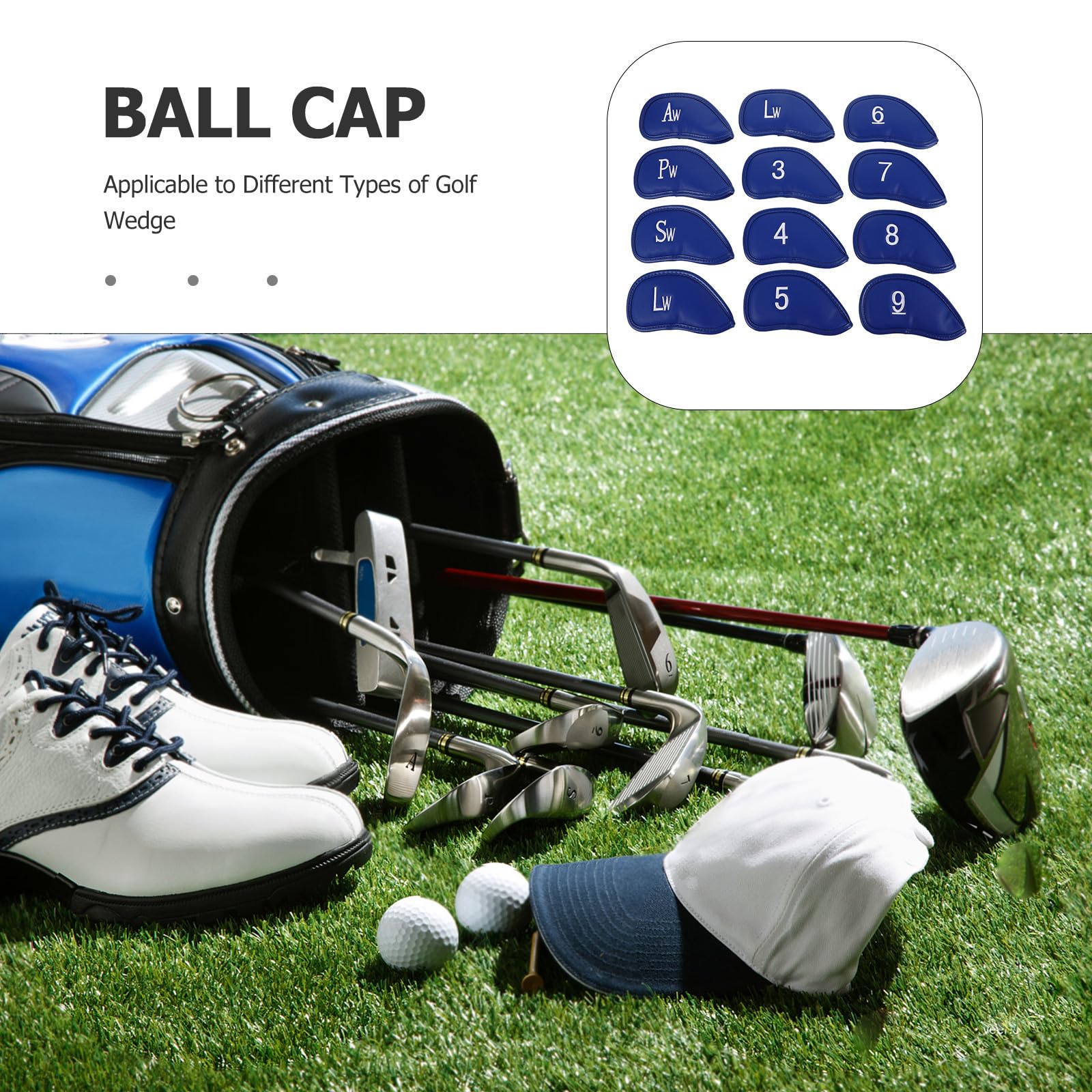 Fundas para Cabezas de Palos de Golf de PU 12 Piezas Azules