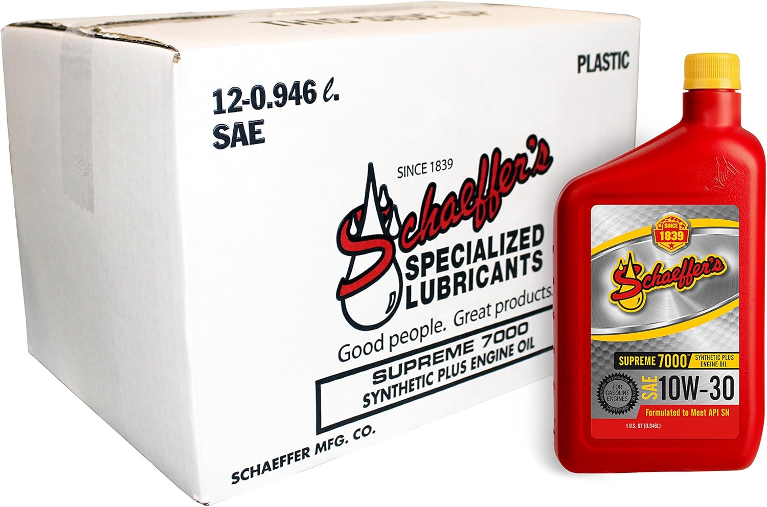 Schaeffer Manufacturing Co. 0701-012 Supreme 7000 Synthetic Plus Gasoline Engine Oil 5W-30, 1-Quart Bottle (Pack of 12)