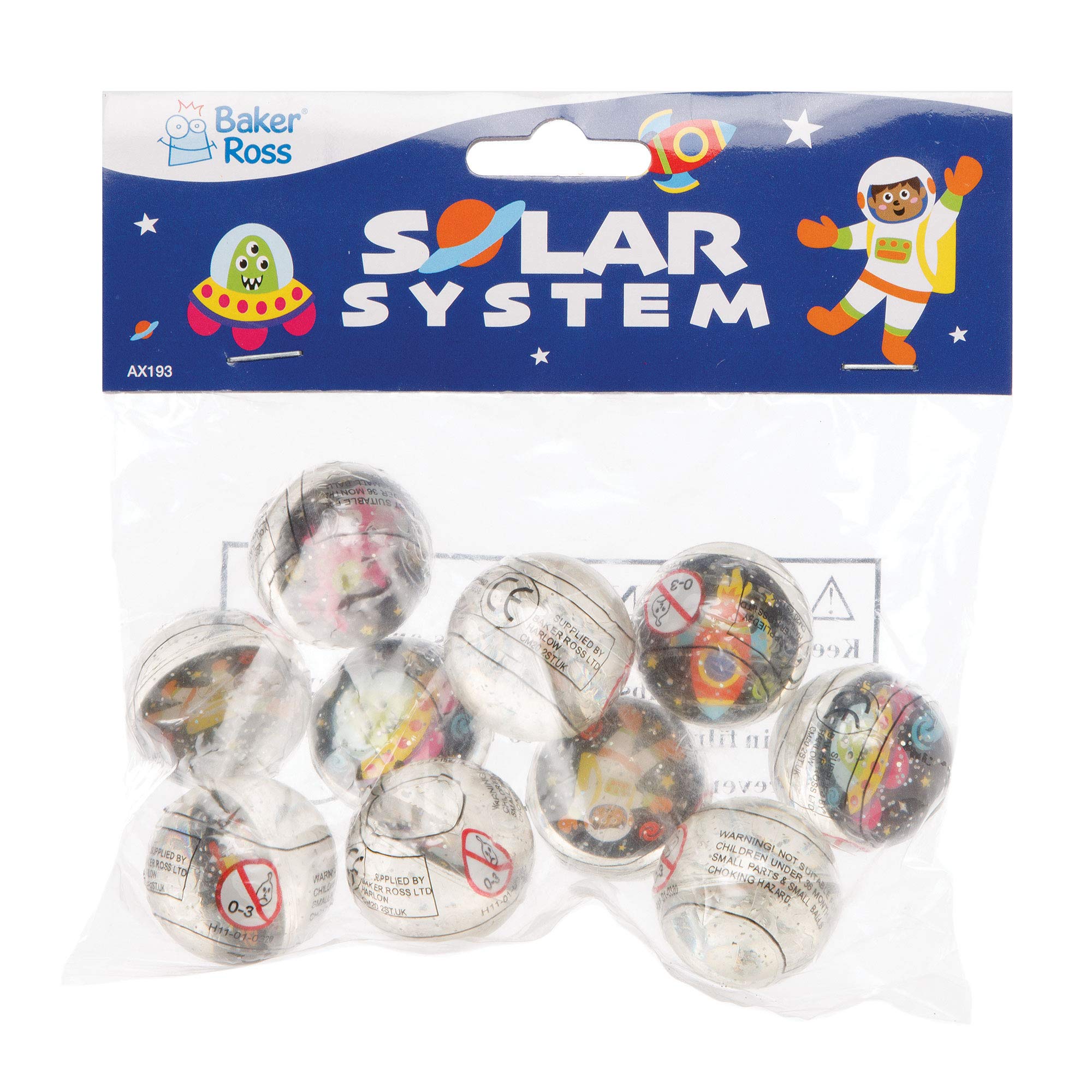Baker Ross AX193 Solar System Glitter Bouncy Jet balls - Pack of