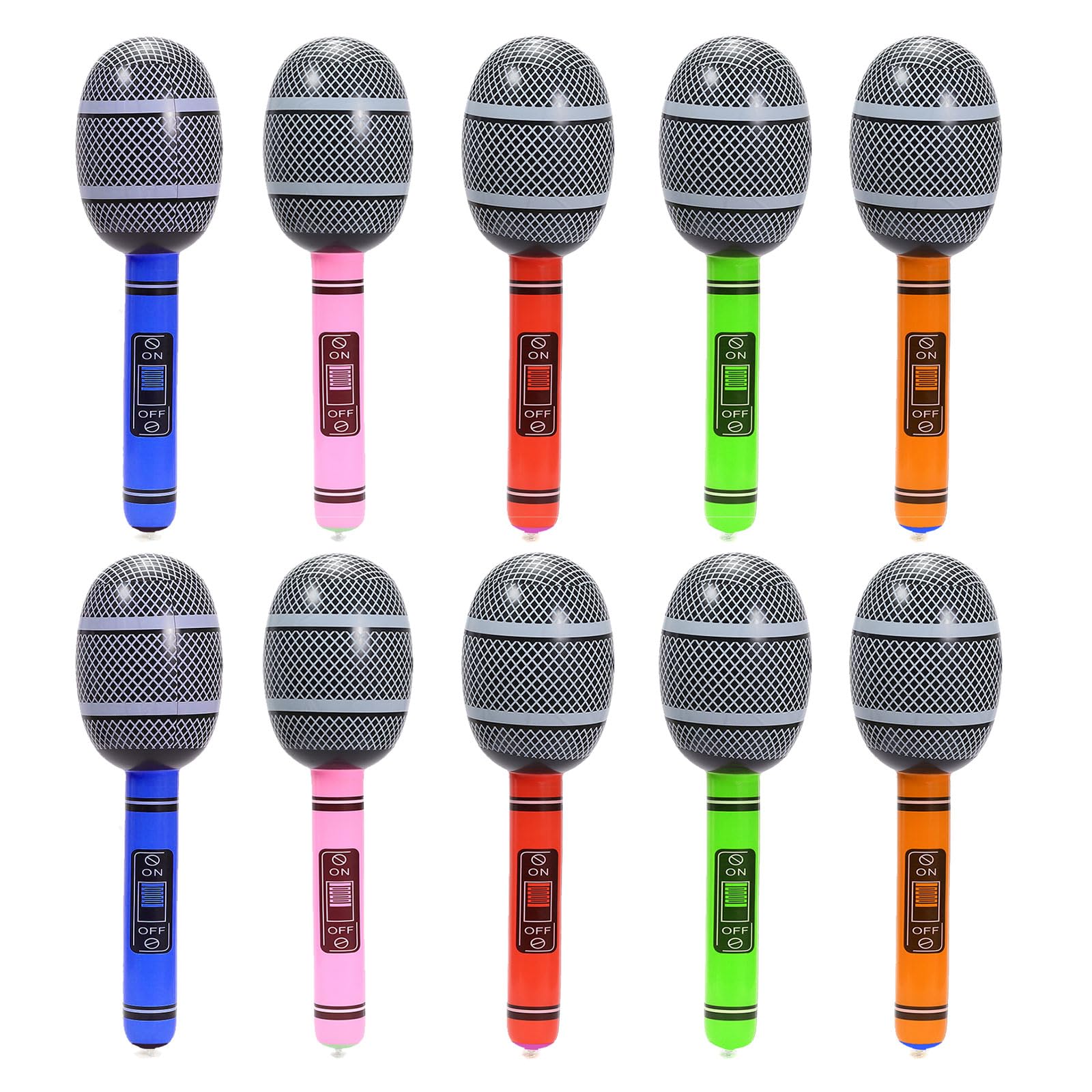 EUPSIIU 10 Piezas Microfonos Inflables, Inflables Rock Star Toy Set, Juguetes Inflables, Accesorios Fiesta, Accesorios para Fotos de Actuación, Tema de Concierto Decoraciones de Fiesta (Multicolor)