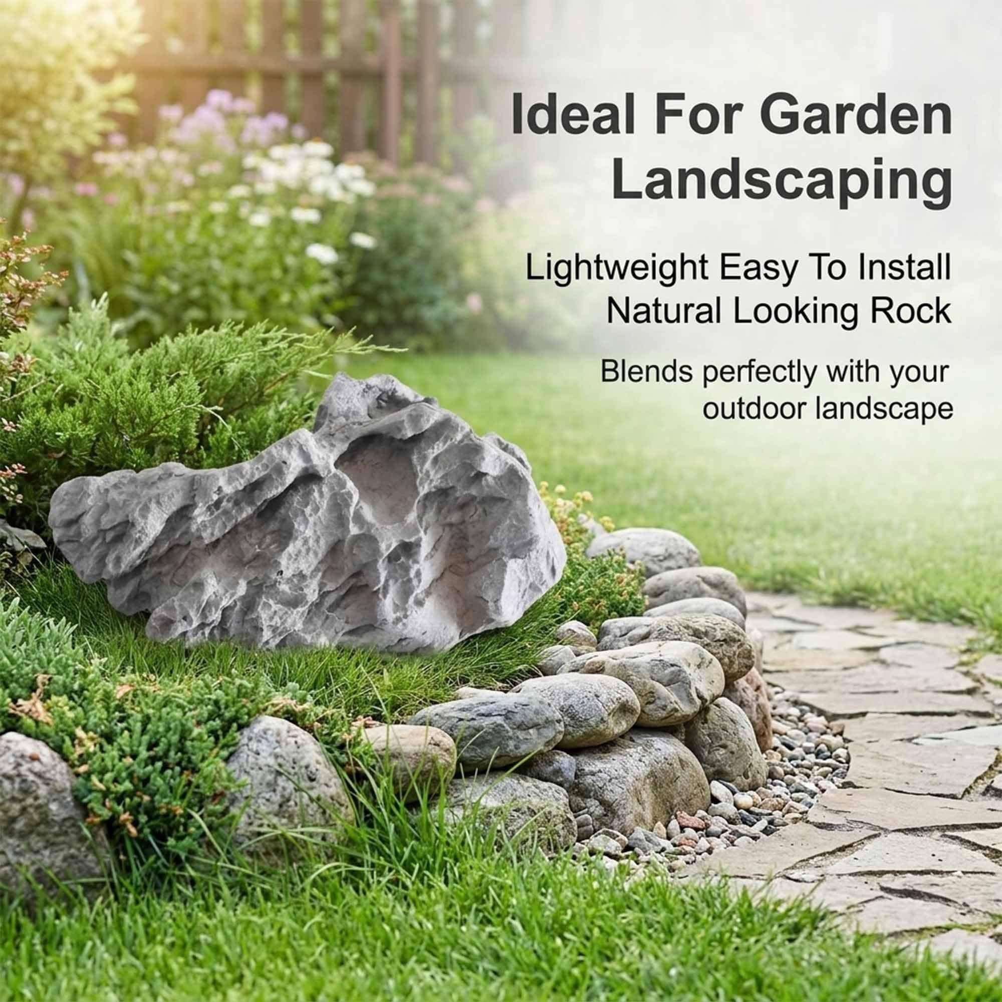 Künstlicher Landschaftsstein für den Garten, Leichter Kunststein | Dekorativer Stein für Aquarium, Bonsai, Garten, Terrasse und Außendekoration(33x21x37cm)