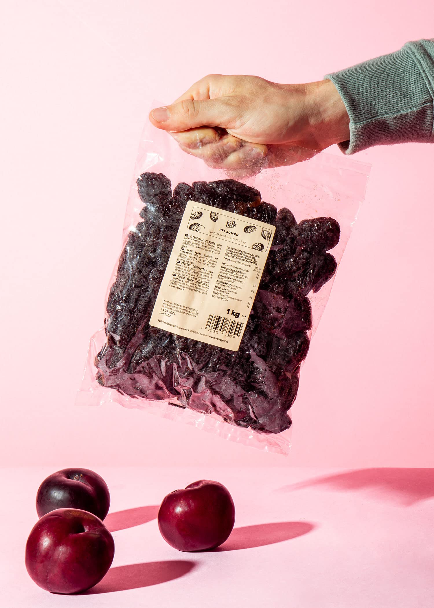 KoRo - Prugne secche denocciolate 1 kg - prugne essiccate senza nocciolo - senza zolfo, senza conservanti e non dolcificato
