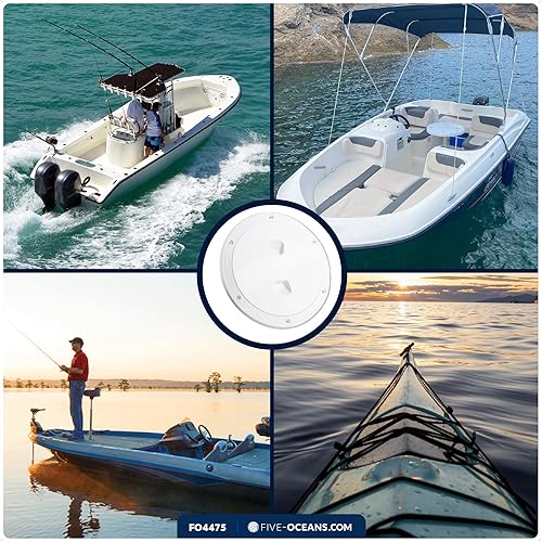 Miniatura 6 de Five Oceans Escotilla de barco, escotilla de acceso marino, escotilla redonda de placa de inspección con cubierta desmontable, plástico ABS blanco