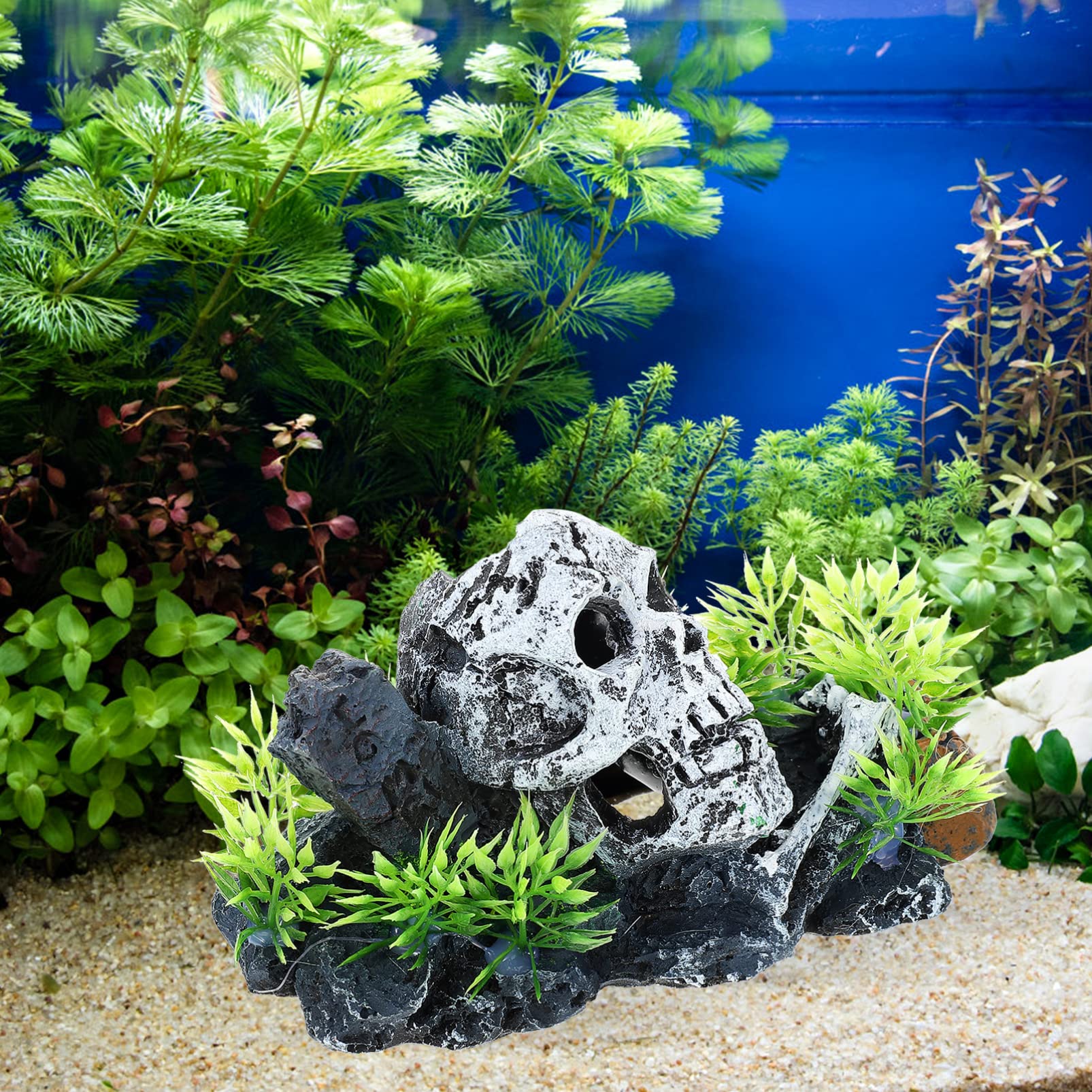 YARNOW 3 Pièces Ornements De Résine D'aquarium Vide Décor sous-Marin Décoration De Crâne D'aquarium Poisson Couvercle De Mousse Cachette Pierre à Air
