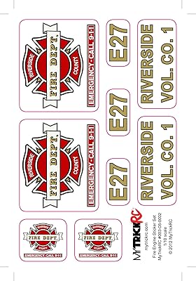 MyTrickRC Genuine MYK-ST2 Fire Truck Decal Set, 1/10th Scale, Materials and Printing, Simple Way to get Great Results