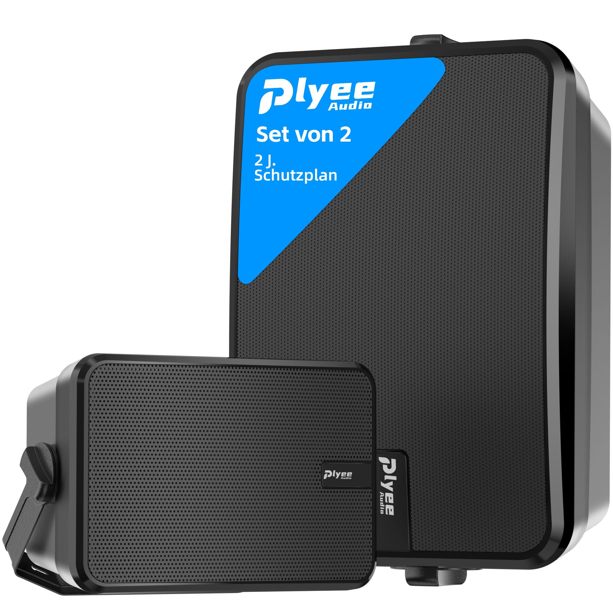 Outdoor Bluetooth-Lautsprecher, Aktiv + Passiv Wandmontage-System, Integrierter Verstärker, AUX-Eingang für Terrasse, Veranda, Pool, Garage, 2er-Pack (MZ-660)