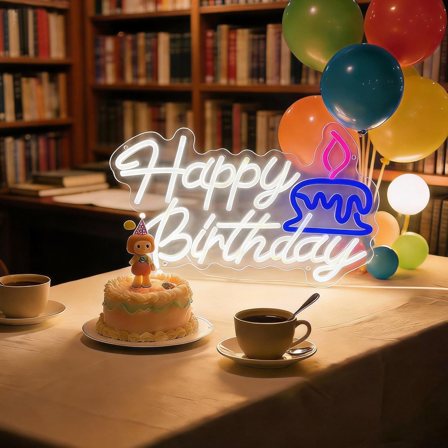 Happy Birthday Neon Sign with Dimmer Brightness LED Happy Birthday Light Up Sign for Backdrop, Large Neon Happy Birthday Sign for Wall Decor, Birthday Decorations for Kids/Adults White (16.5×9.6 Inches) - Image 2