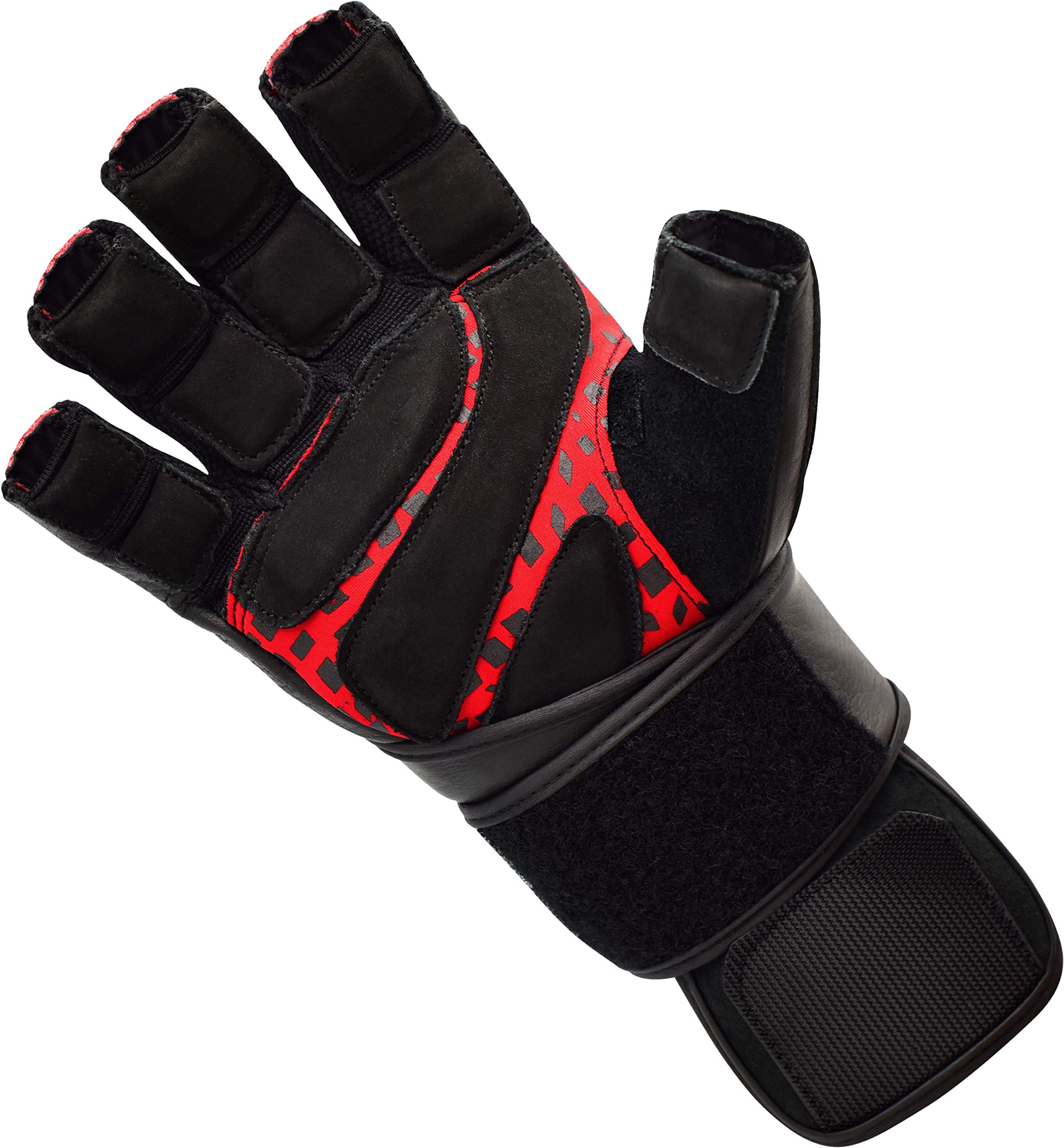 RDX Gants de Musculation Poignet Longue Workout Fitness Gymnastique Entrainement Cuir Maya Hide Powerlifter Halterophilie Gym Gloves