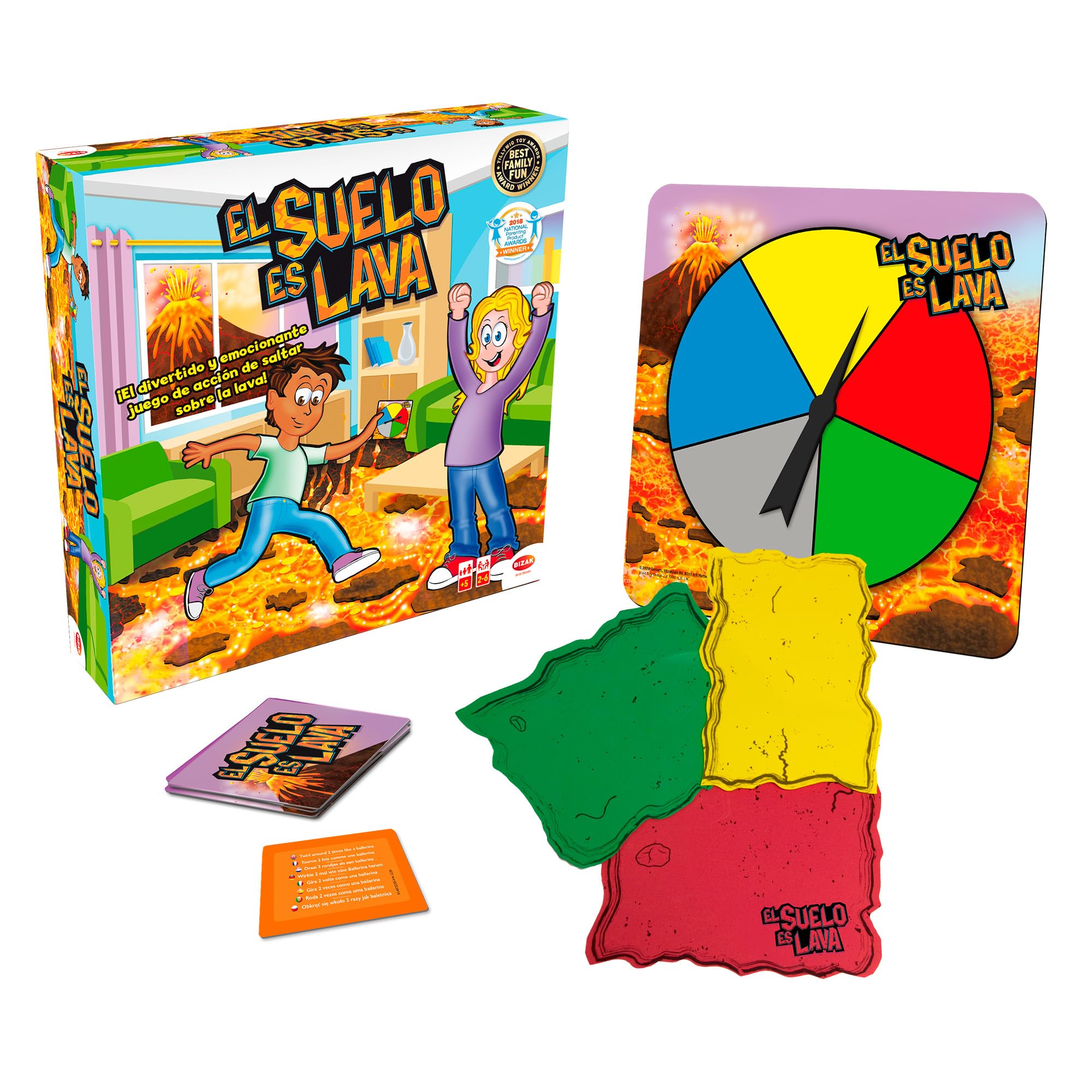 Bizak - El Suelo es Lava - Juego de Mesa Interactivo para Niños a Partir de 5 Años - Desarrolla el Equilibrio y la Coordinación - Juego Familiar para Interior o Exterior - 2 a 6 Jugadores (64554532)
