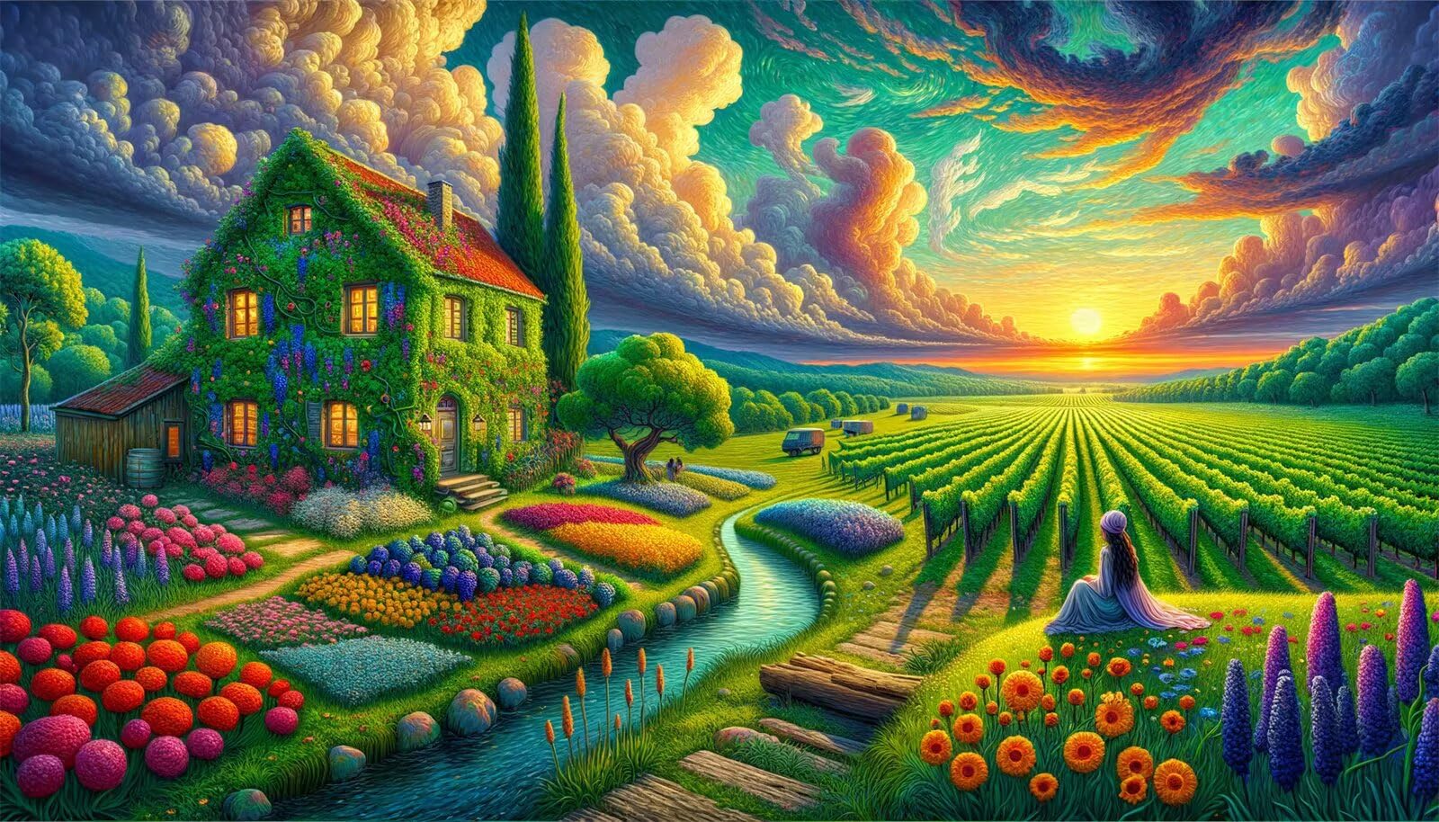 Puzzle 4000 sztuk dla dorosłych 141 x 87 cm, zielony dom winnicy Klasyczna łamigłówka, trudne trudne trudne łamigłówki puzzle rodzinna gra i dekoracja ścienna