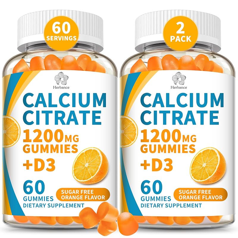 Herbance Suplemento de Cálcio Citrato 1200 mg com Vitamina D3, 120 gomas