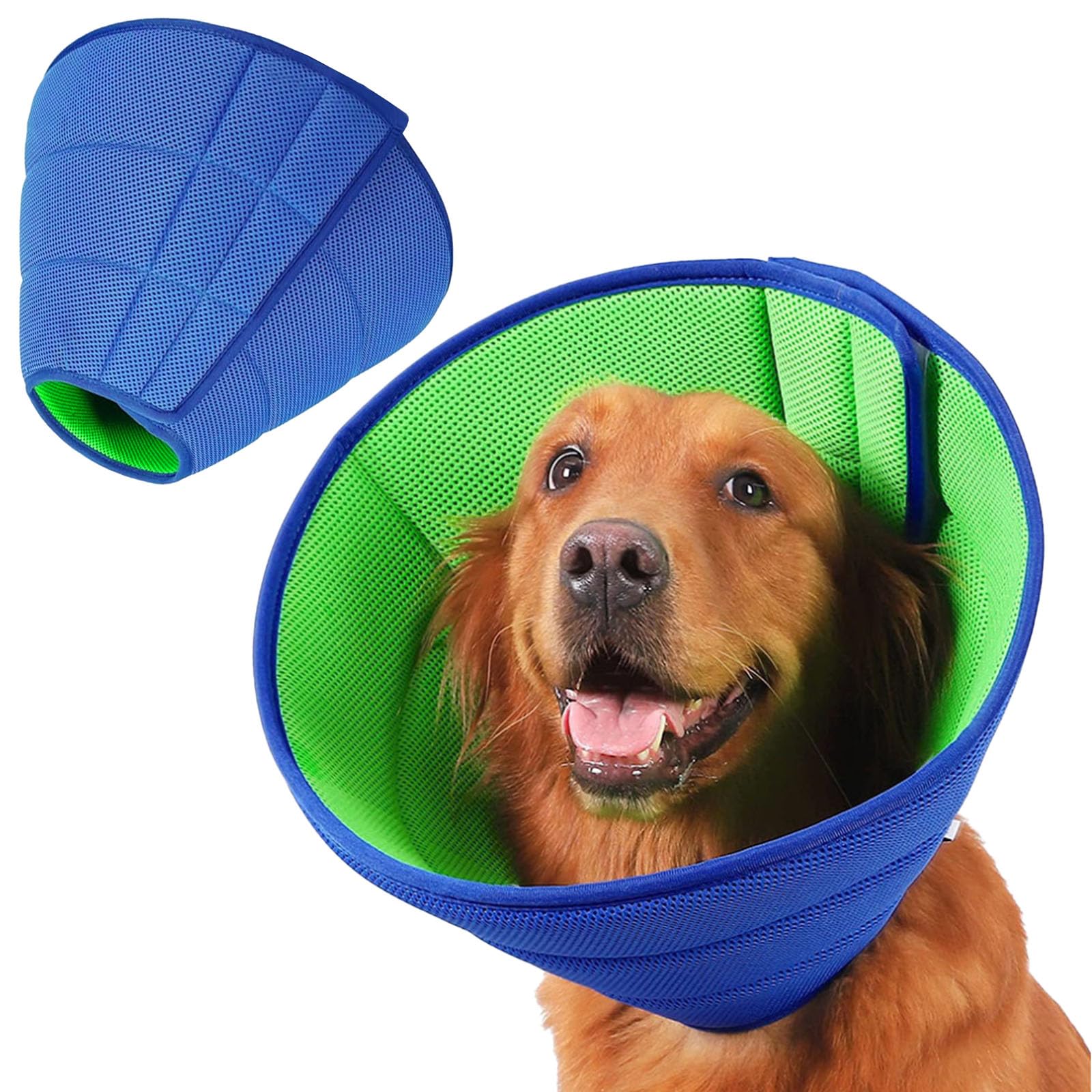 Soft Dog Cone Collar, Adjustable Pet Recovery Collar, Wound Healing Cone for Dogs and Cats, Lightweight Protective Elizabeth Collar for Surgery Recovery & Grooming (L)