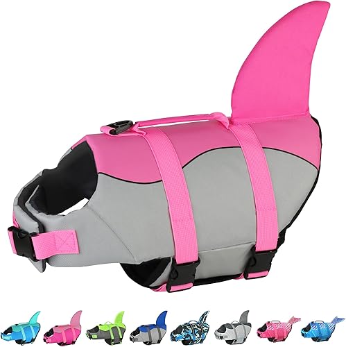 Dogcheer Chaleco salvavidas para perro, tiburón, chaleco salvavidas ajustable para mascotas, chaleco de natación Ripstop para cachorros, chaleco