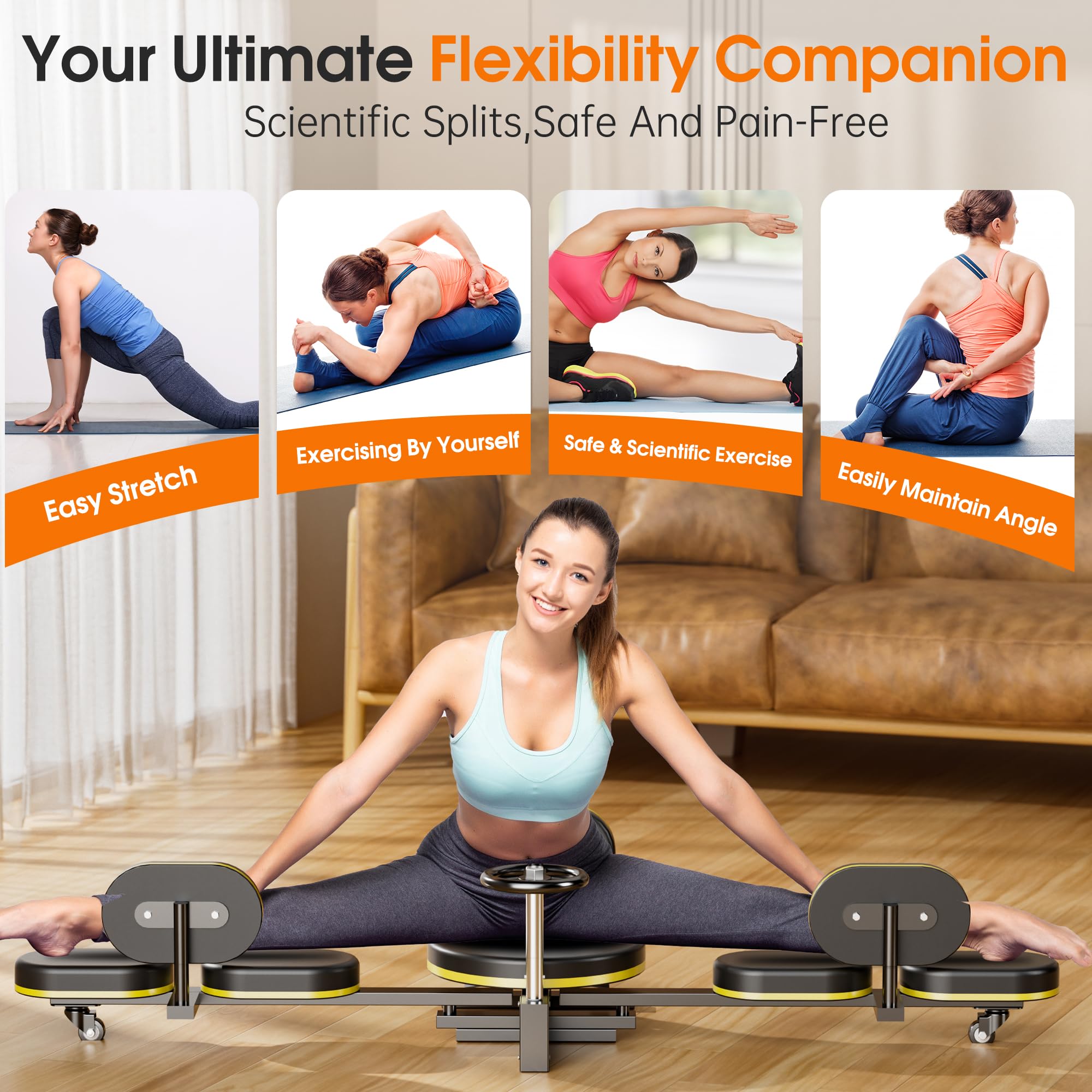 TDH Leg Stretcher, Split Machine for Fexibility & Splits Training, Adjustable Stretching Equipment for Home Gym, Soft Padding for Yoga & Dance