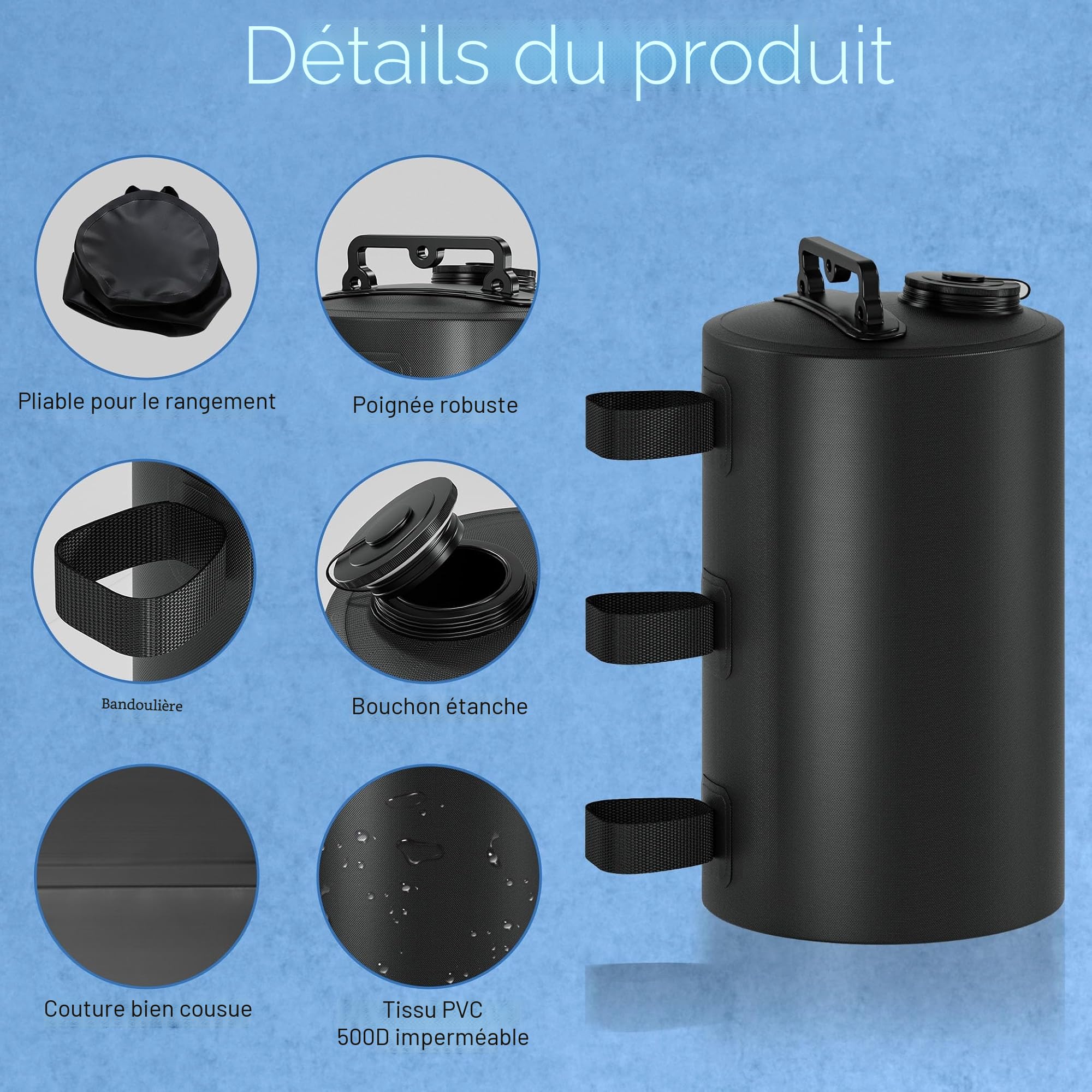 Sac de Lestage Anti-Vent 88 lbs (10L) pour Tentes Pop-Up, Gazebos Extérieurs - Kit 4 Pièces