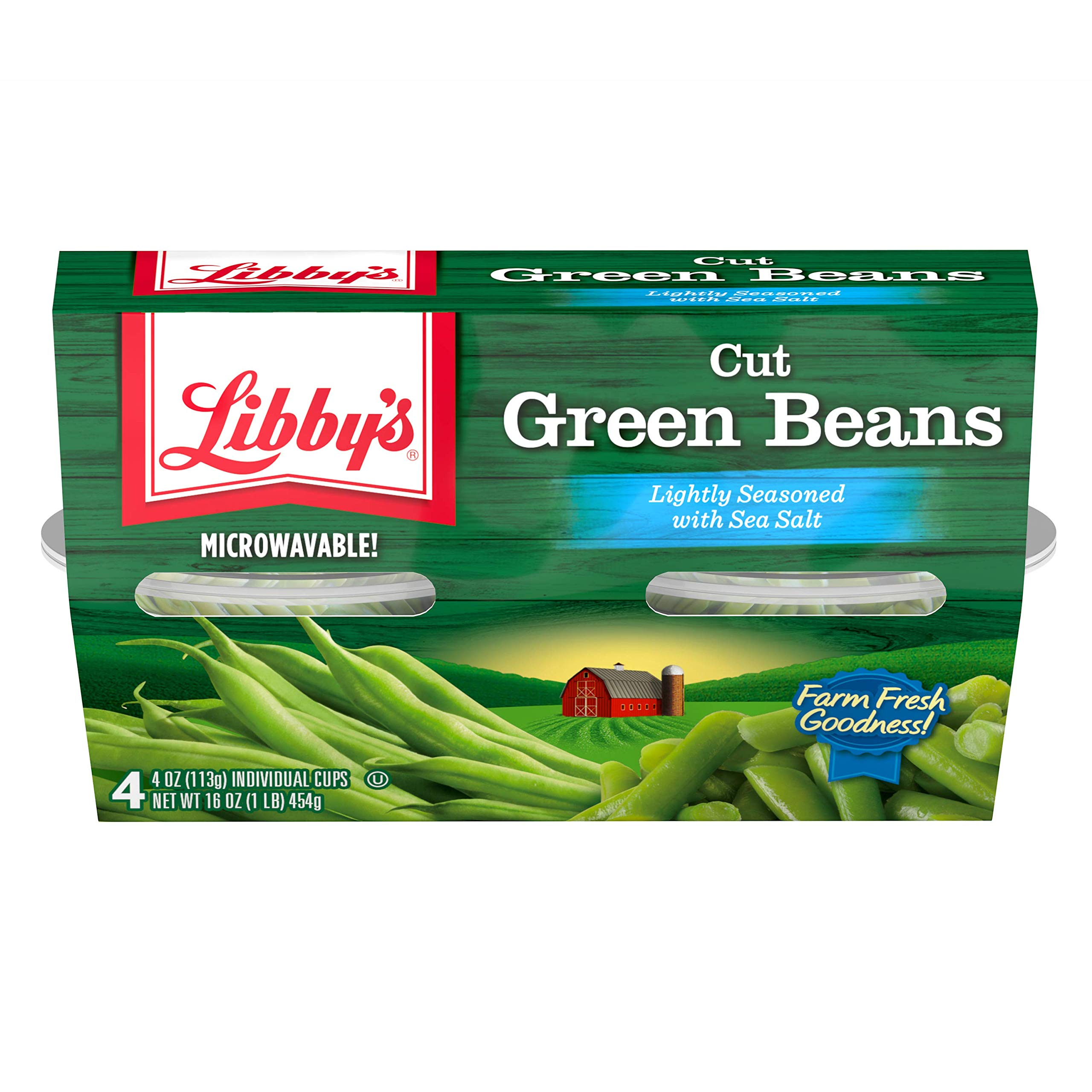 Libby'sCut Green Beans | Enjoy Anytime, Anywhere Vegetable Cups | Naturally Delicious, Mild & Subtly Sweet | Tender-Crisp | Grown & Made in U.S. | Six 4-pack sleeves of 4.0 oz cups (24 cups total)