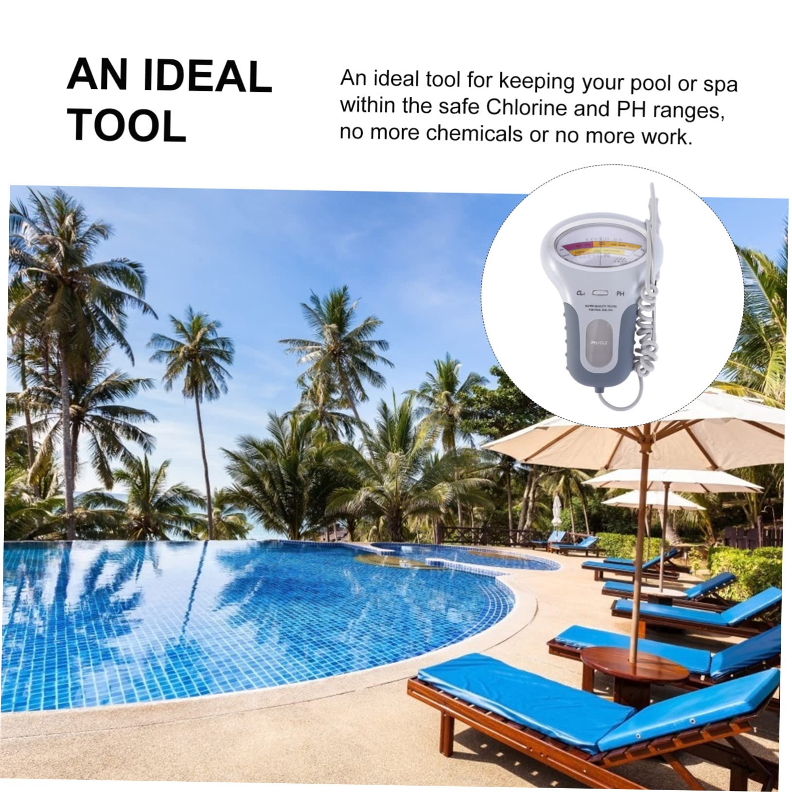 Medidor de Calidad del Agua para Piscinas y Spas, Medidor Portátil de Ph y Cloro Cl2 Material Plástico Blanco para Monitoreo Rutinario en Diferentes Fuentes de Agua