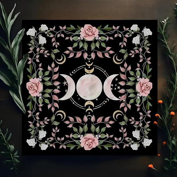 Tarot-Tischdecke, Altartuch, 74,9 cm, Tarot-Lesetuch, quadratisch für Tarotkarten-Deck, Hexerei, Wicca, heidnisch, spirituelles Zubehör, Wahrsagung, Tarot-Matte - 2