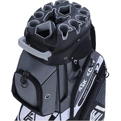 ASK ECHO T-Lock Golf Cart Bag with 14 Way Organizer Divider Top, Premium Cart Bag with Handles and Rain Cover for Men