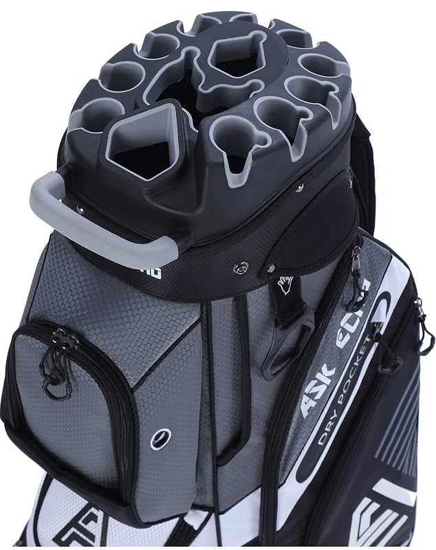 ASK ECHO T-Lock Golf Cart Bag, Quiet 14-Way Full-Length Divider Grey