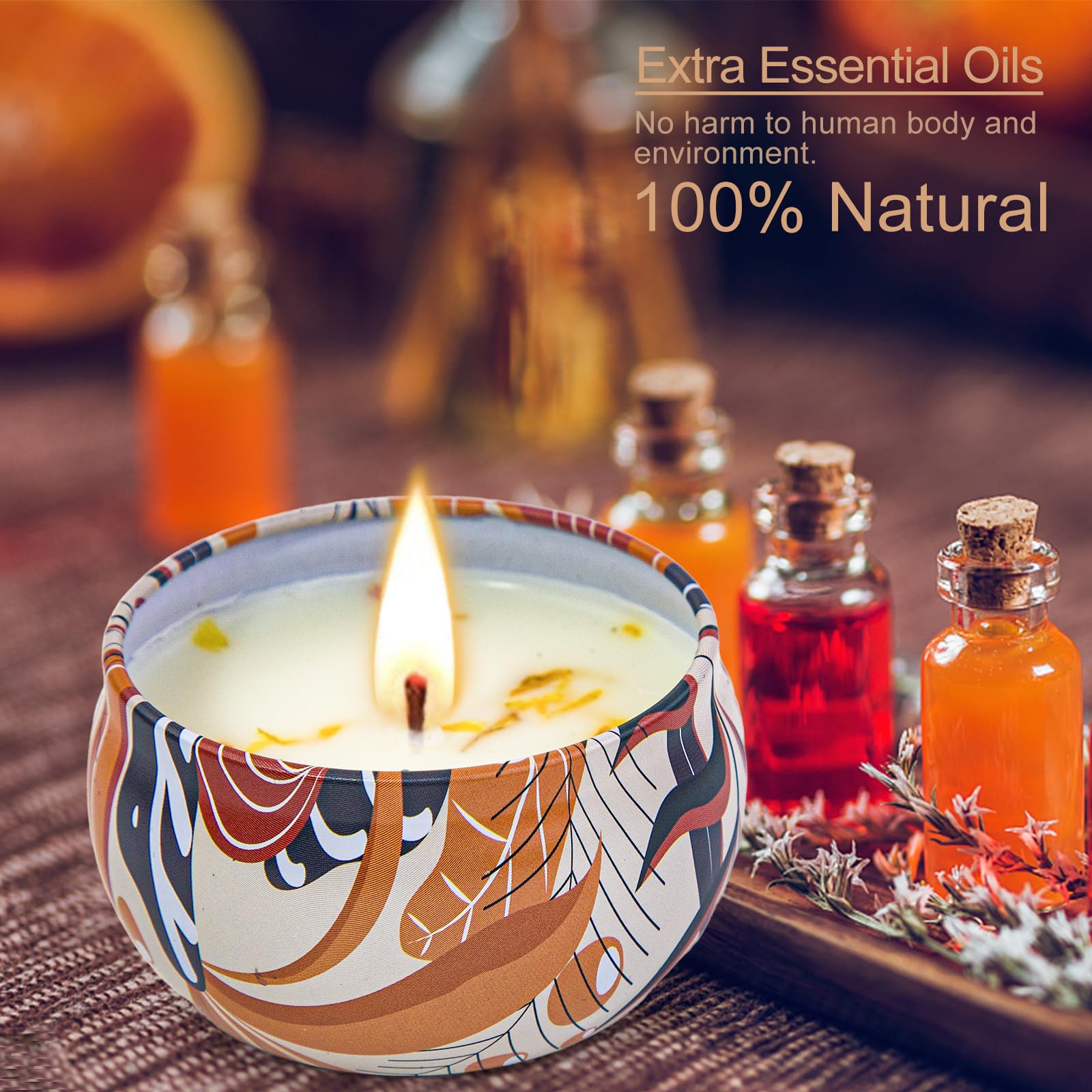 YINUO - Velas aromáticas ligeras para el hogar, grandes velas aromáticas para regalo de mujer, aceite esencial de soja, vela portátil de lata lavanda y vainilla, 4 unidades de 158 ml
