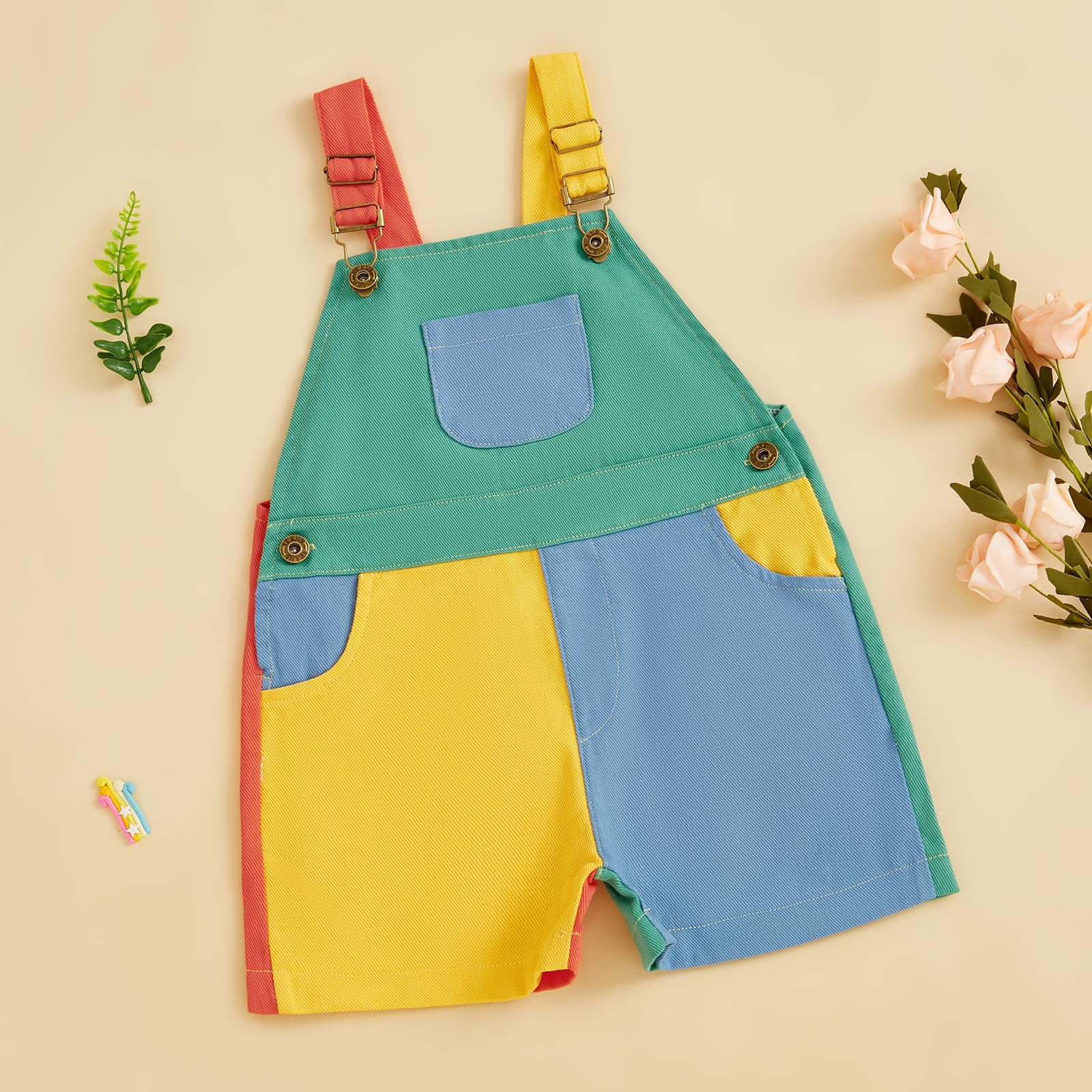 Babieshouse Toddler Girl Boy Overalls Sleeveless Suspender Romper Patchwork Jumpsuit Overall Short Pants Infant Summer Clothes (green, 3-4 Years)