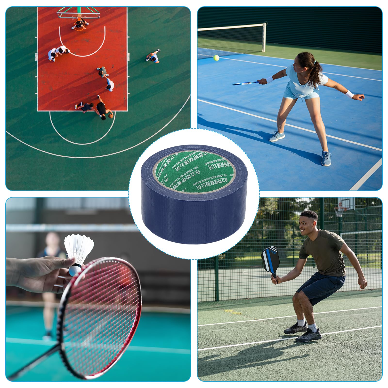 PATIKIL Bande Terrain Pickleball, Marquage Trousse Intérieur Extérieur Tennis Volley-Ball Badminton